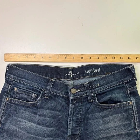 7 For All Mankind Dark Blue Straight Jeans men’s size 31x34 - Picture 3 of 7